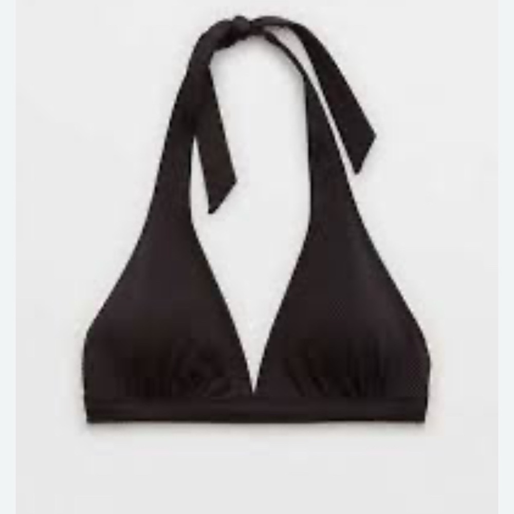 NWT Aerie Black Halter Bandeau Bralette Swim Top Size Medium